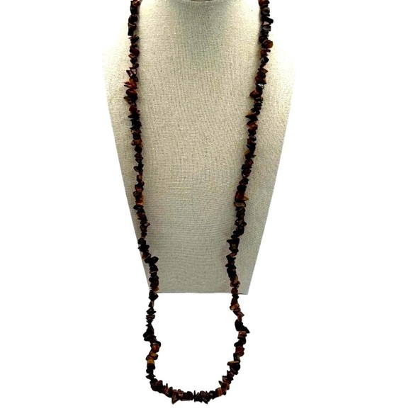 Vintage Tiger's Eye Chip Bead Necklace 34" - Picture 3 of 7